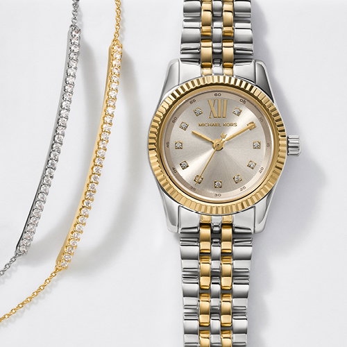 Michael Kors Lexington Women's Three Hand Stainless Steel Watch & Bracelets Gift Set