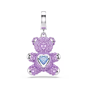 Charm Idyllia, tallas mixtas, osito, morado, baño de rodio