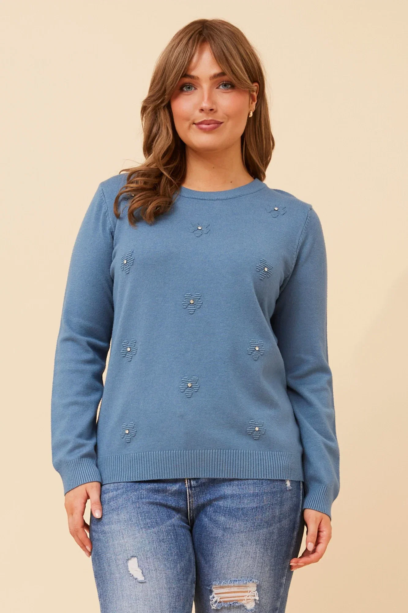 Image of ANGIE FLOWER EMBELLISHED PULLOVER