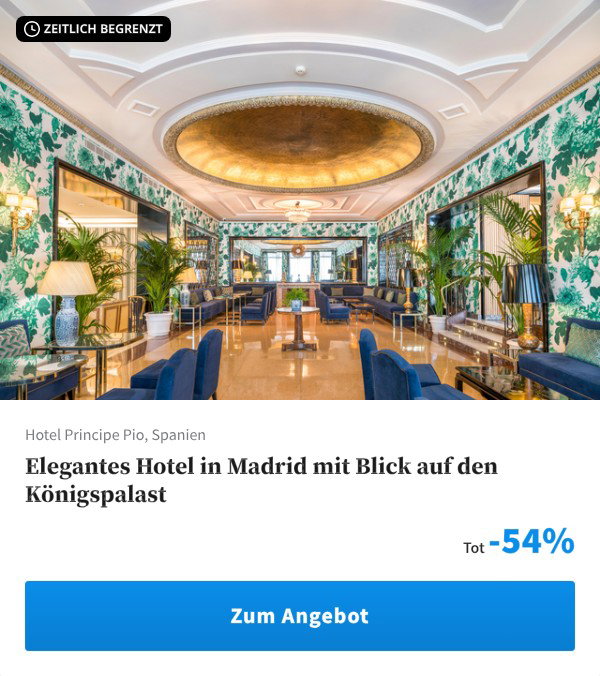 Elegantes Hotel in Madrid mit Blick auf den Königspalast