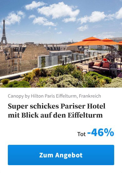 Super schickes Pariser Hotel mit Blick auf den Eiffelturm