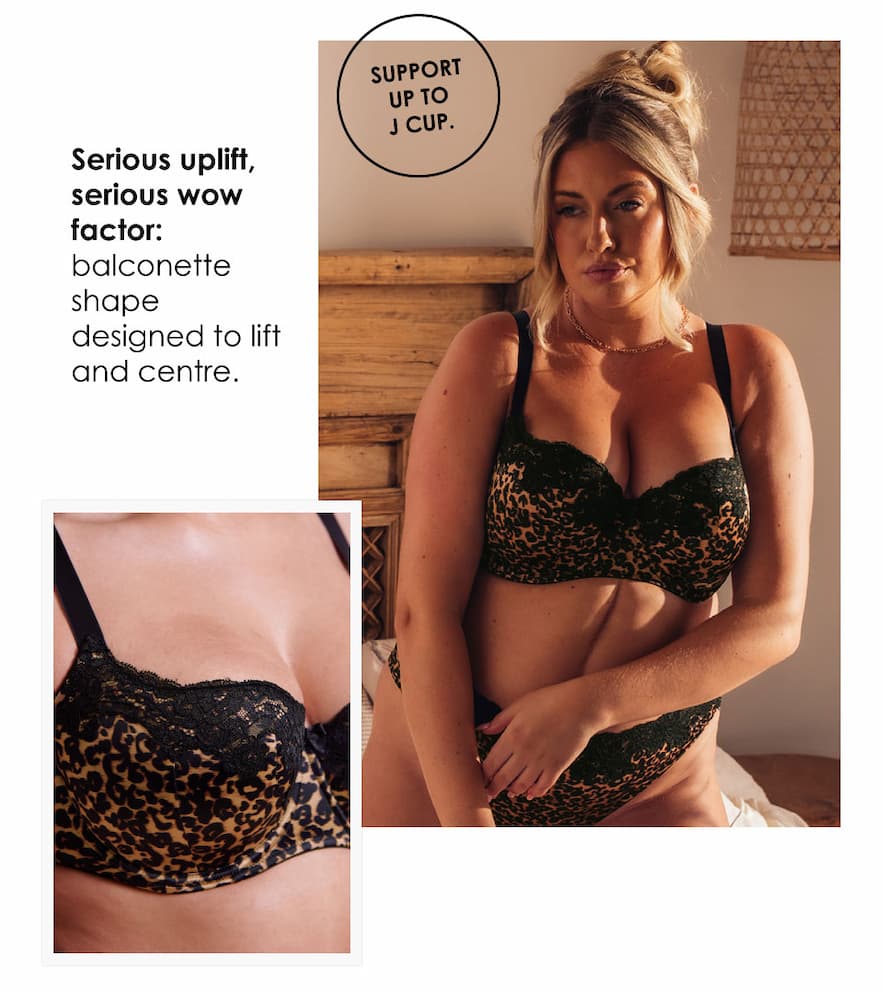 Boost Lace Padded Balcony Bra Leopard Print