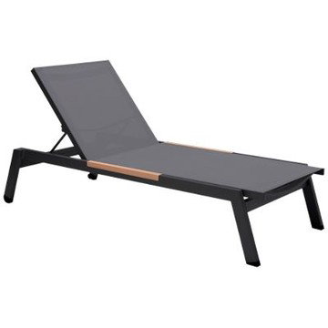 Panama Chaise Lounge - Durable Aluminum - Weathernet Metallic Grey Back & Seat - Adjustable Backrest