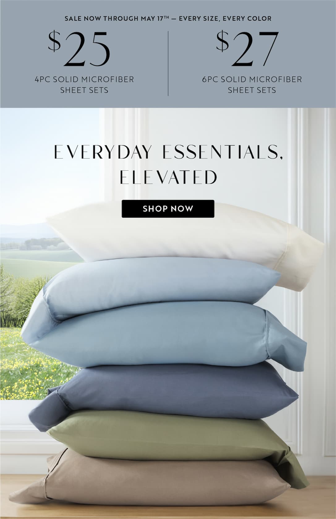 Hurry, sale ends soon - $24 4PC Solid Microfiber Sheet Sets | $27 6PC Solid Microfiber Sheet Sets 