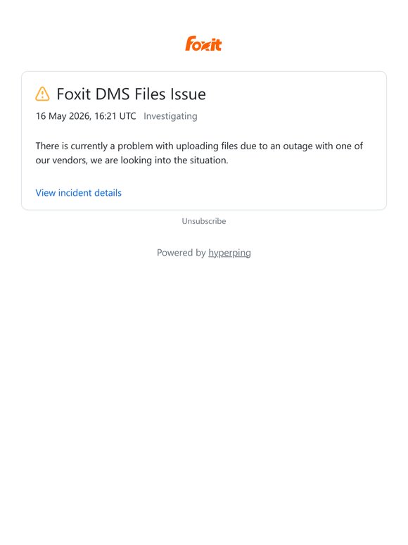 Foxit Incident - Foxit DMS Files Issue