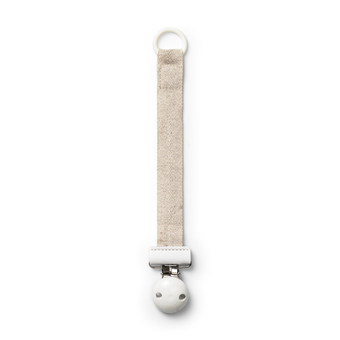 Image of Pacifier Clip Wood - Silver Sheen