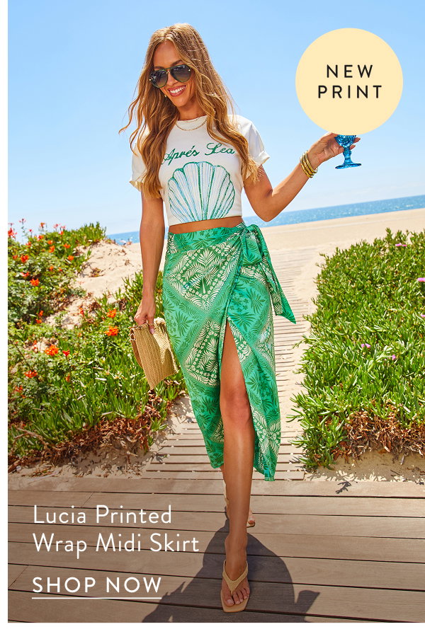 Lucia Printed Wrap Midi Skirt