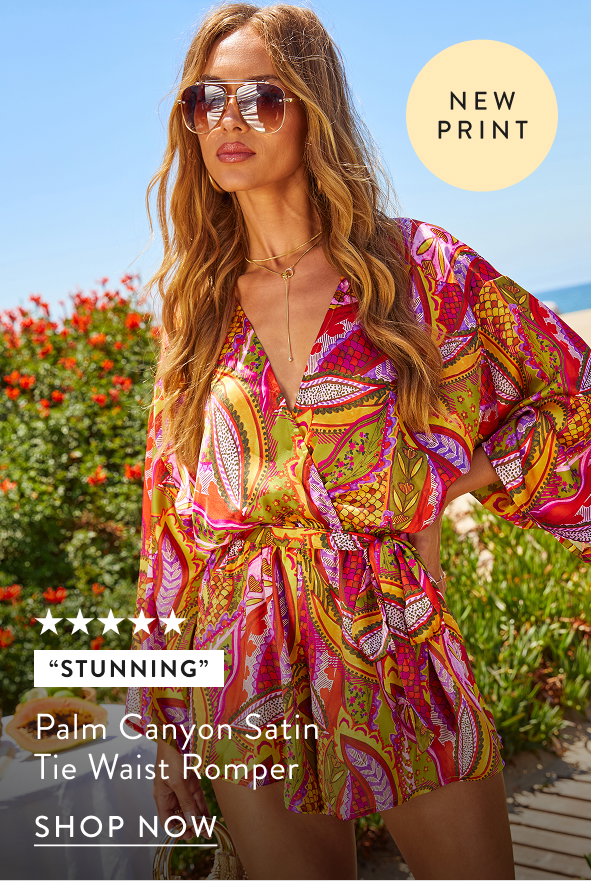 Palm Canyon Satin Tie Waist Romper