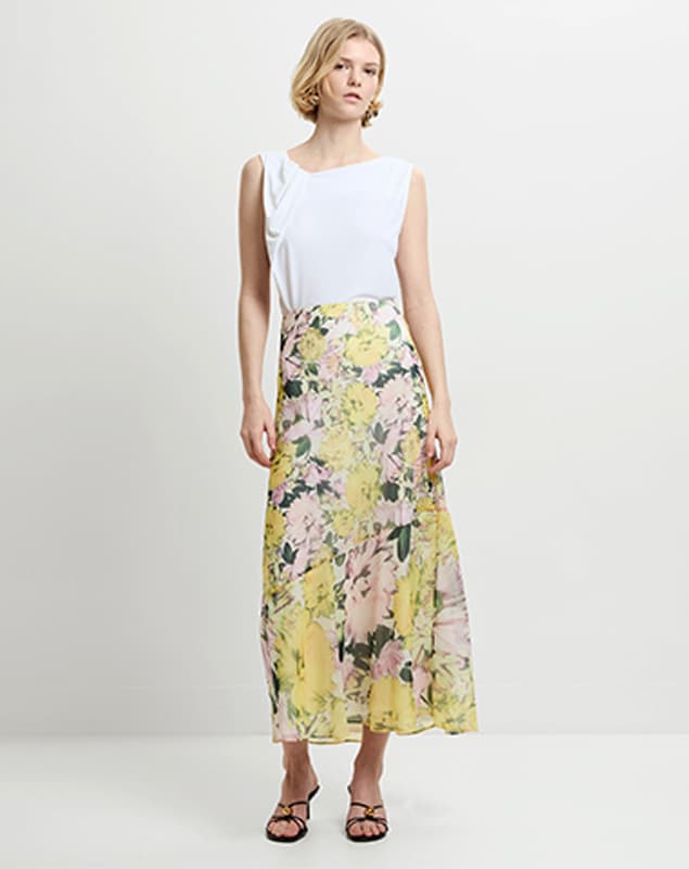 Carla Chiffon Floral Midi Skirt