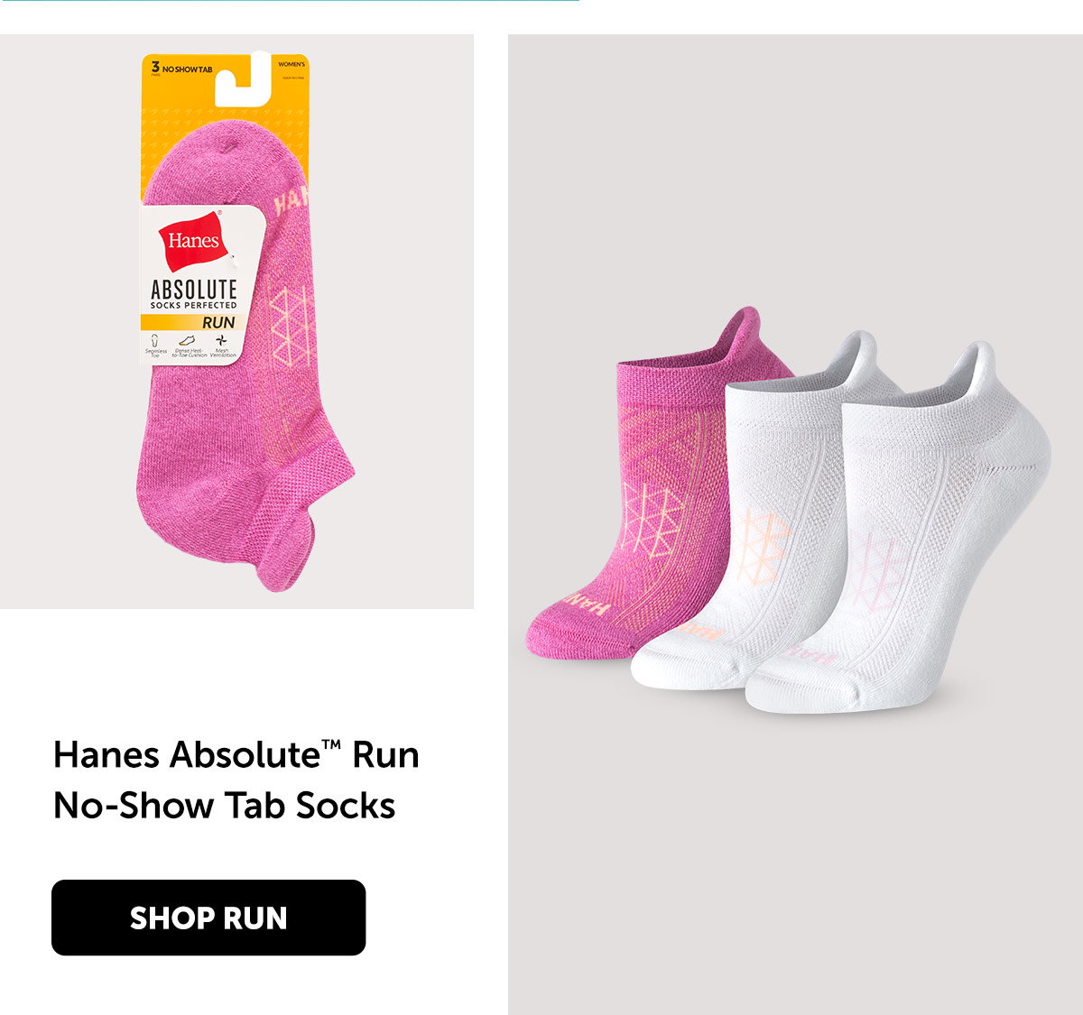 Hanes Absolute Run Women’s No Show Tab Socks