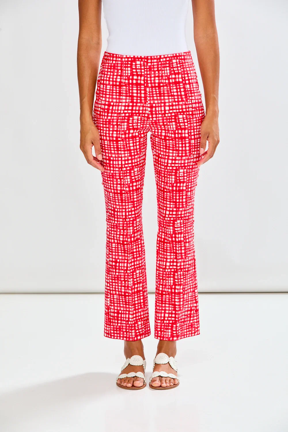 Image of The Mallory Pant in Red Watercolor Grid