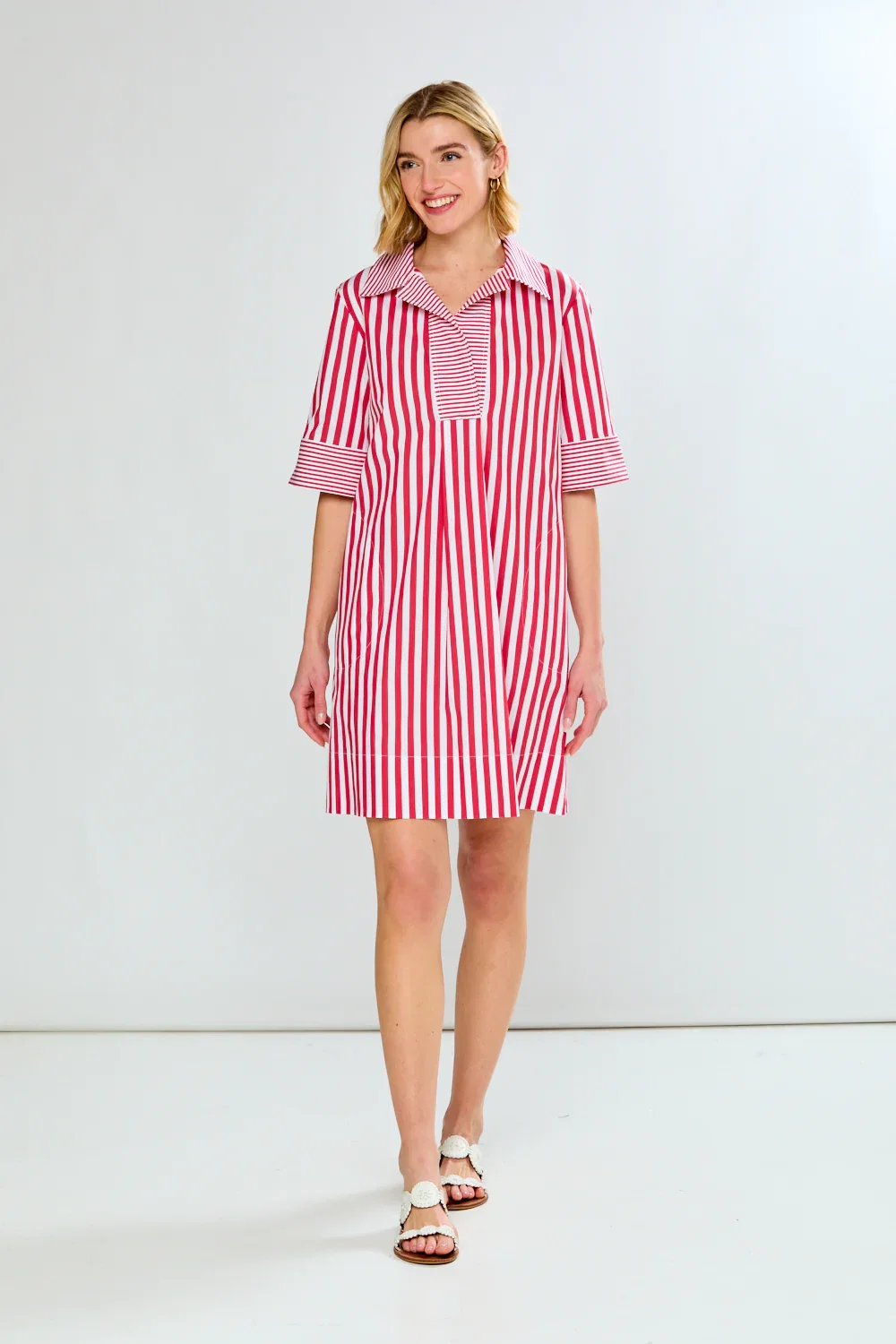 Image of The Beverly Dress in Red & White Stripe