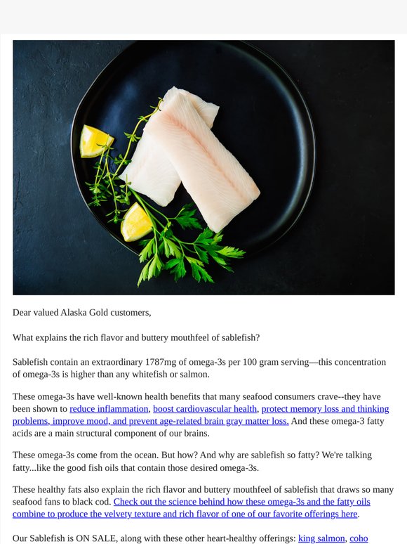 What explains the rich flavor and buttery mouthfeel of sablefish?