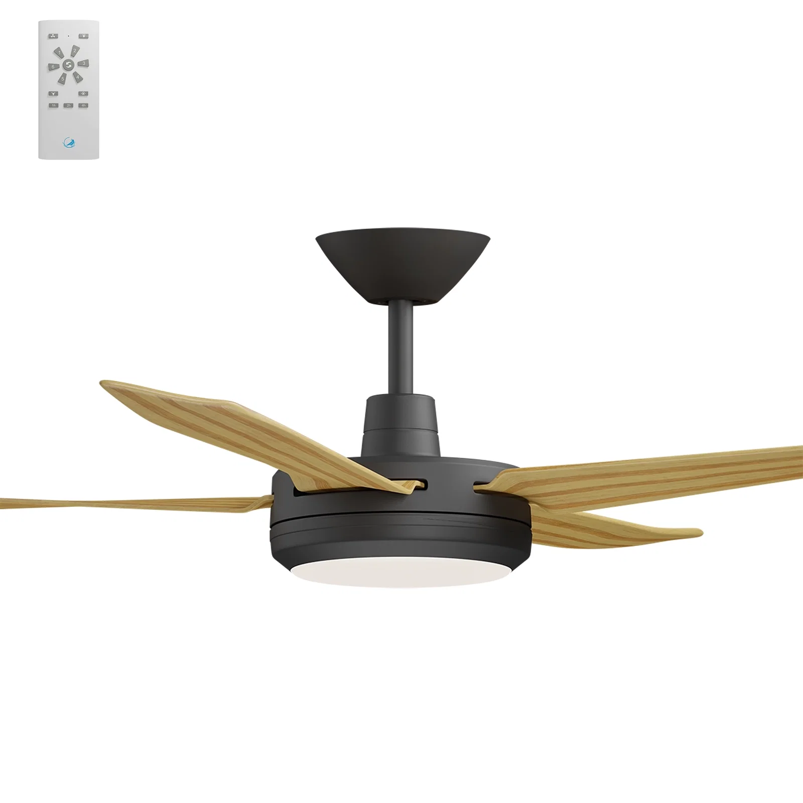 Calibo Enviro 52" (1320mm) DC Ceiling Fan with 18W CCT LED Light and Remote - Black & Bamboo