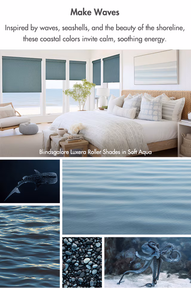 Inspired by waves, seashells, and the beauty of the shoreline, these coastal colors invite a calm, soothing energy.