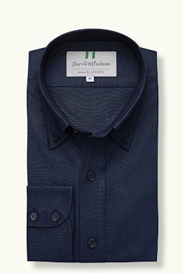 Navy Button Down Cotton Oxford Shirt