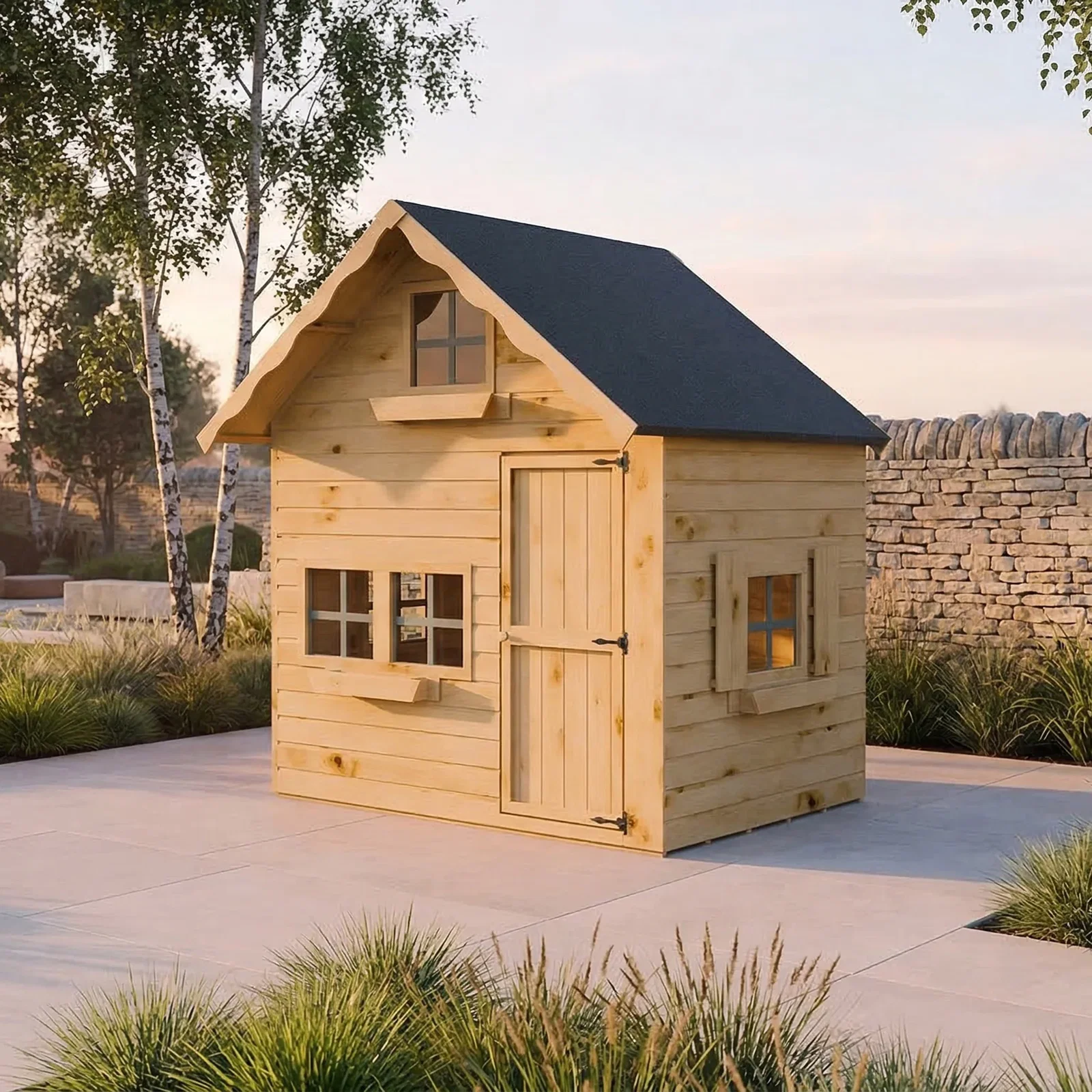 Image of 7 x 5 Double Storey Swiss Cottage Playhouse