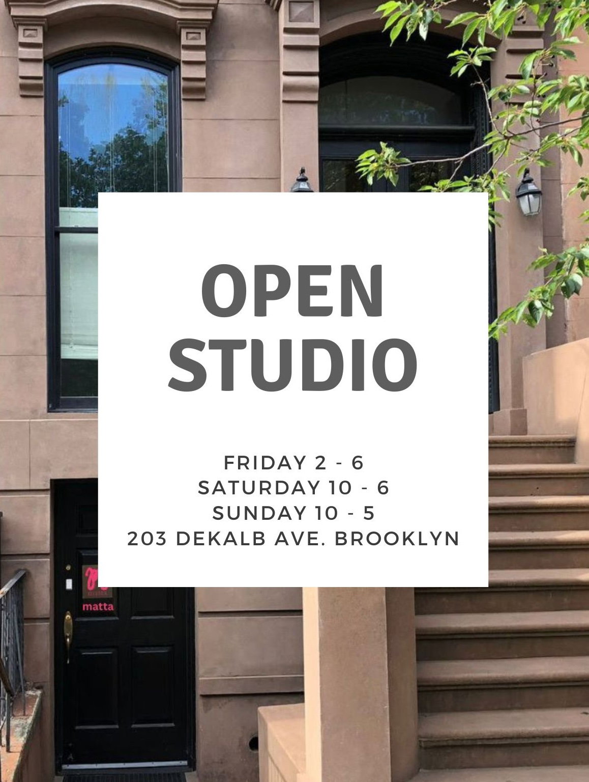 alt="Open Studio hours and location"