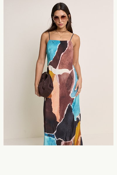 Brown Strappy Abstract Print Darcie Maxi Dress