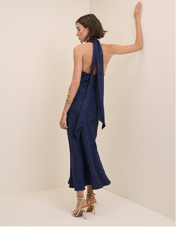 Navy Floral Jacquard Fifi Maxi Dress