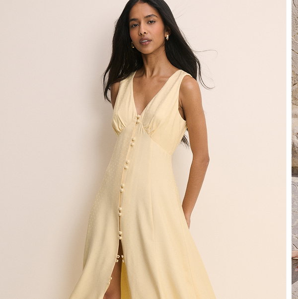 Butter Yellow Heart Jacquard Satin Avery Midi Dress