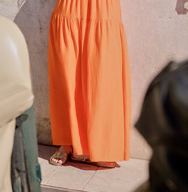 Orange Tiered Bandeau Tabitha Maxi Dress