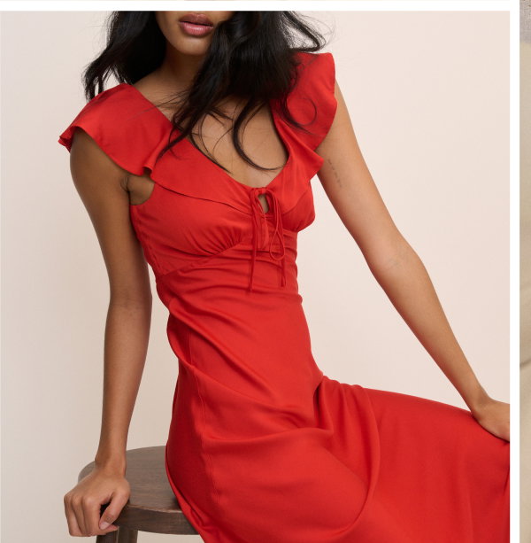 Red Cleo Midi Slip Dress