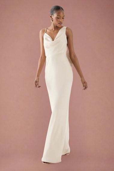 Asymmetric Bow Detail Bridesmaid Dress