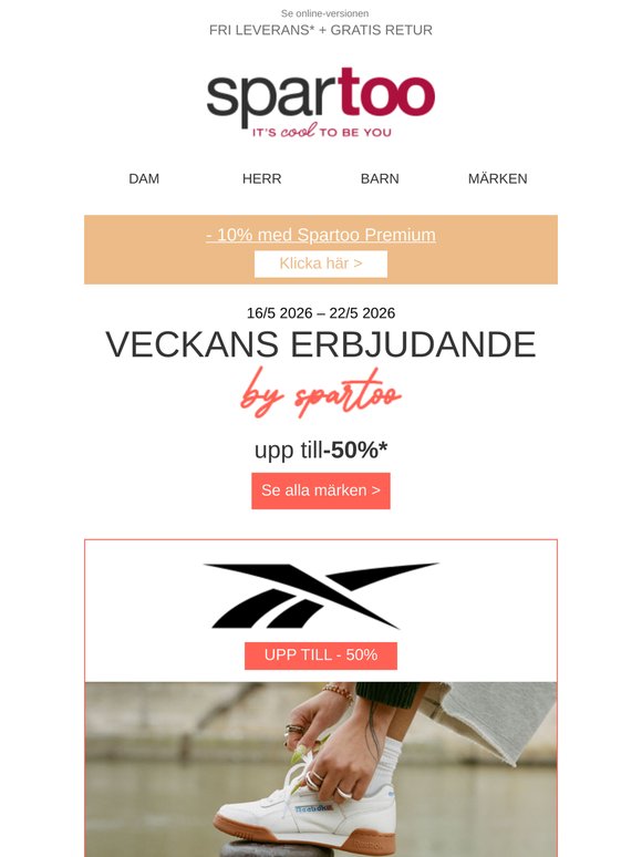 Ett gyllene tillfälle!☺️ Upp till 50 % rabatt på Reebok Classic med fri frakt