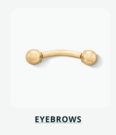 Gold curved barbell finished with two spherical beads on each end. Click here to shop eyebrows