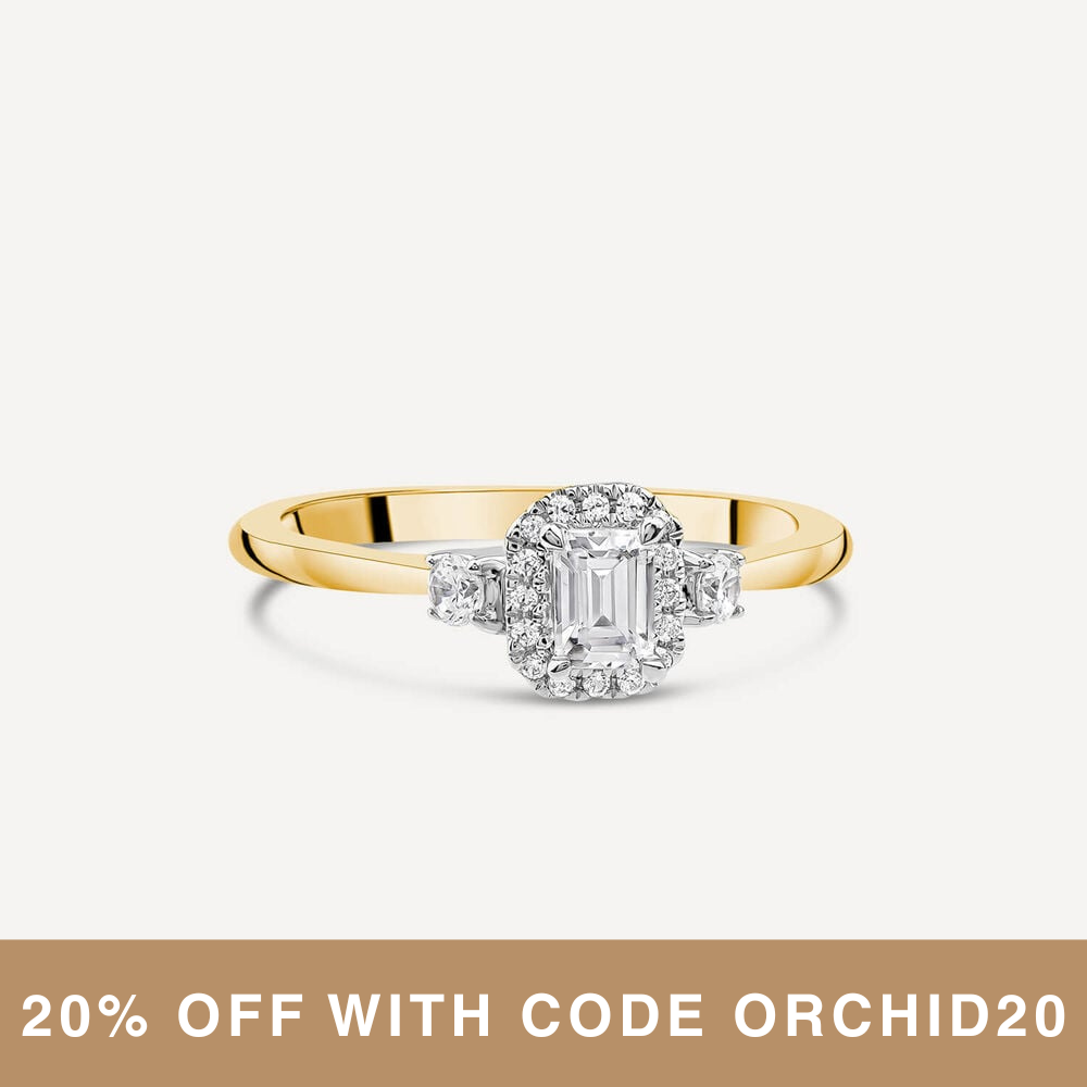 The Orchid Setting 18ct Yellow Gold Emerald Cut 0.33ct Diamond Ring