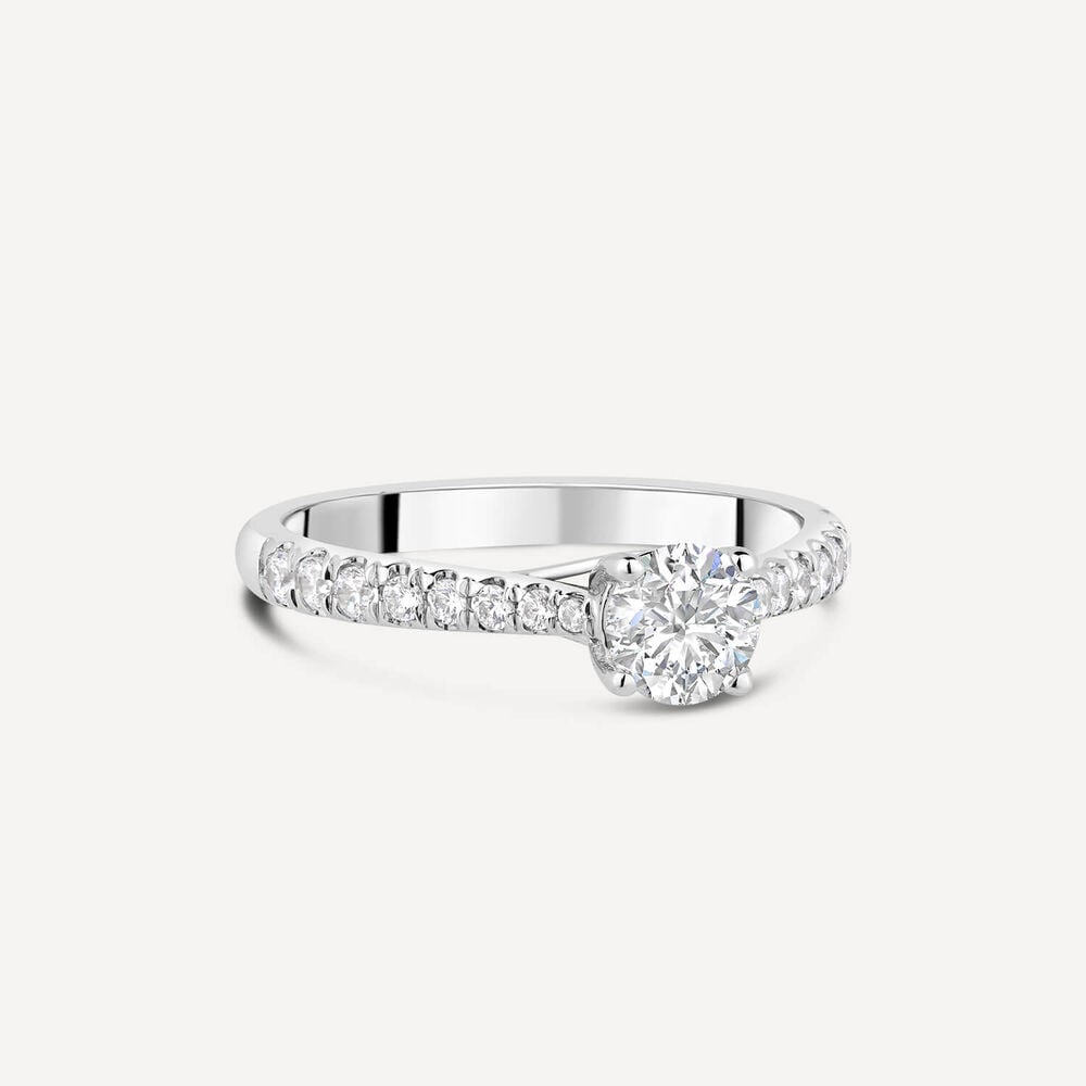 Platinum Orchid Setting Solitaire With 0.75 Carat Diamond Shoulders Ring