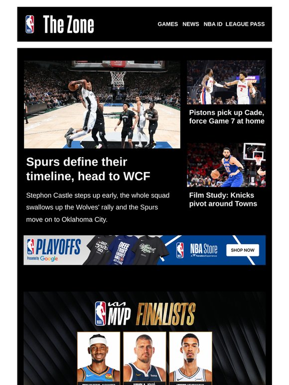 Spurs define their timeline, head to WCF | Pistons pick up Cade, force Game 7 at home