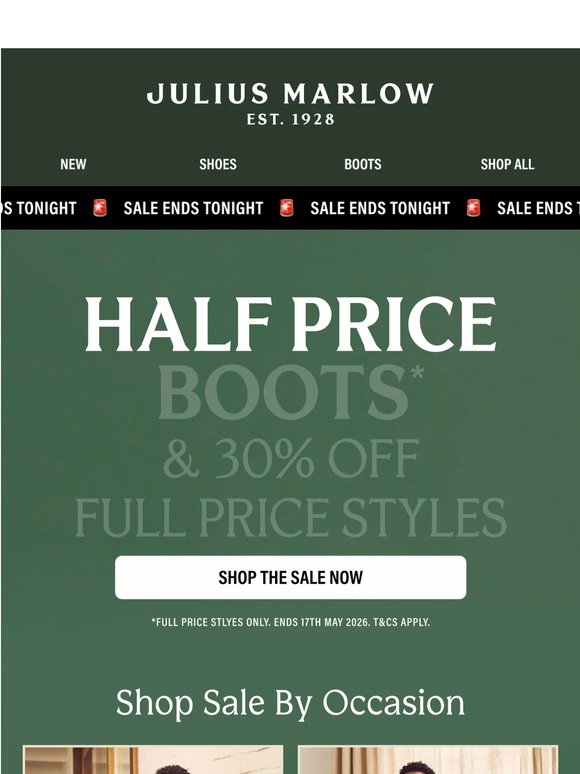 Half Price Boots Ends Tonight!
