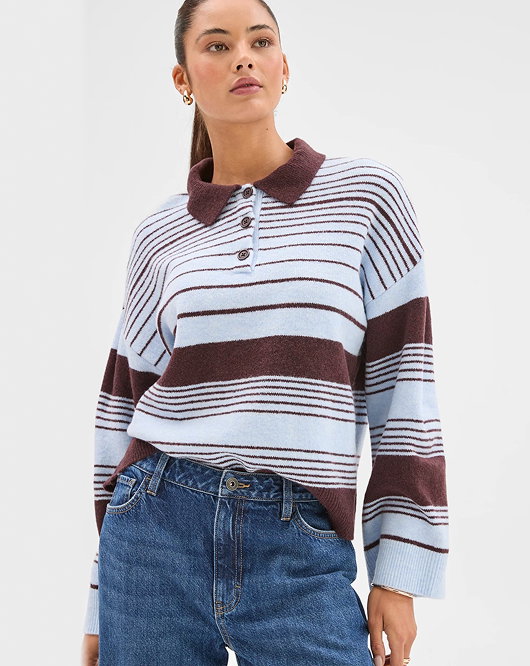 Lily Loves long sleeve striped polo top