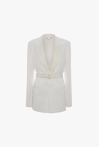 Belted Tailored Jacket In Ivory