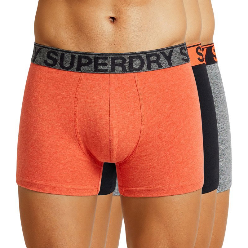 Image of Superdry 3-er Set Trunks Schwarz, Orange & Grau