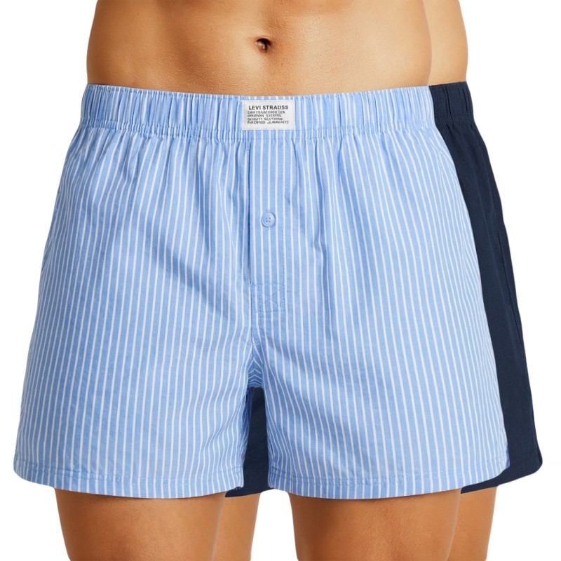 Image of Levi's 2-er Set Boxershorts Hellblau gestreift & Dunkelblau