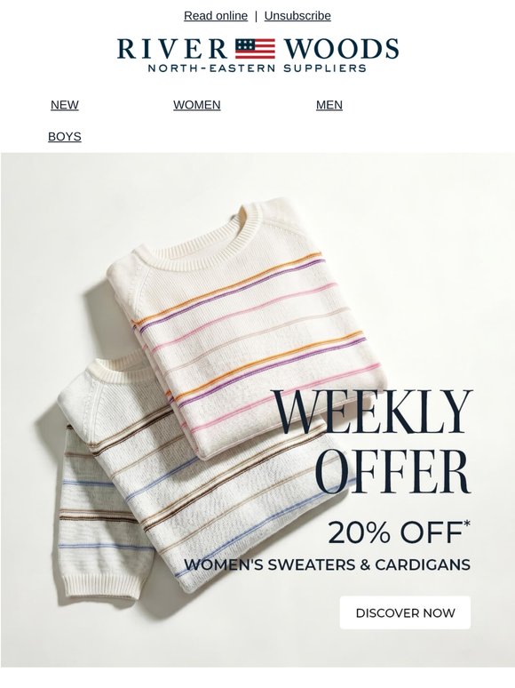 Weekly offer: 20% off women's sweaters & cardigans