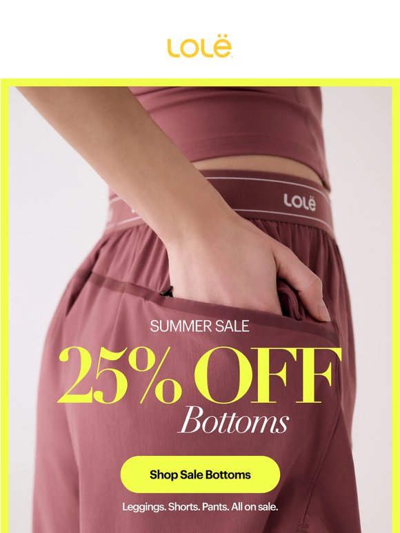 ☀️SUMMER SALE☀️: 25% off bottoms. Now.
