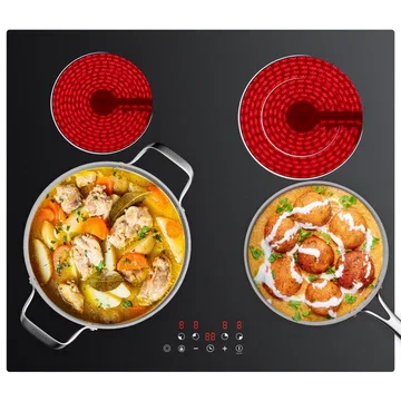 Ciarra x CDV 60 cm Electric Ceramic Hob 4 Zones, 6600W Built-in Radiant Hob with Dual Ring Zones CDVER66BB-OW