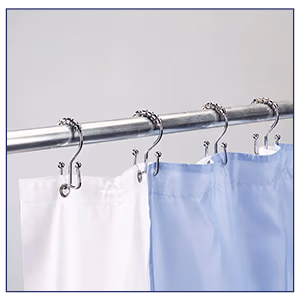 Stainless Steel Double Shower Curtain Hooks,Set of 12