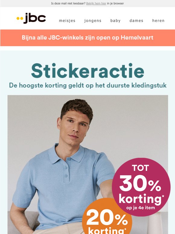 T-shirts en shorts, tot -30%. Stickeractie