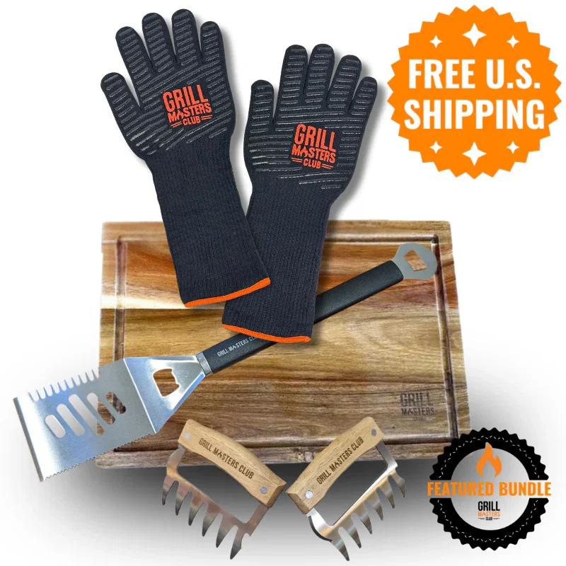 Image of BBQ Essentials Bundle: Grilling Gloves, Cutting Board, Meat Claws & Spatula