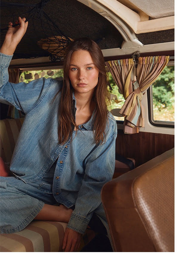 Denim shirt with bead detailing