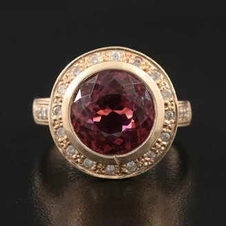 14K 7.02 CT Tourmaline and Diamond Ring
