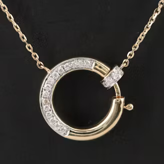 14K 0.10 CTW Diamond Spring Ring Necklace