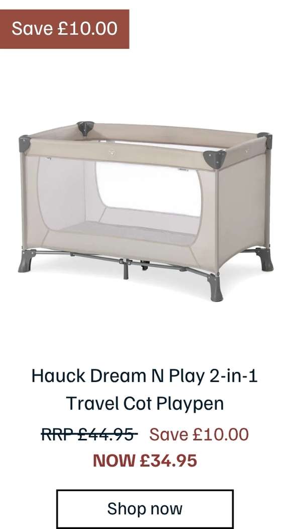 Hauck Dream N Play 2-in-1 Travel Cot Playpen - Beige