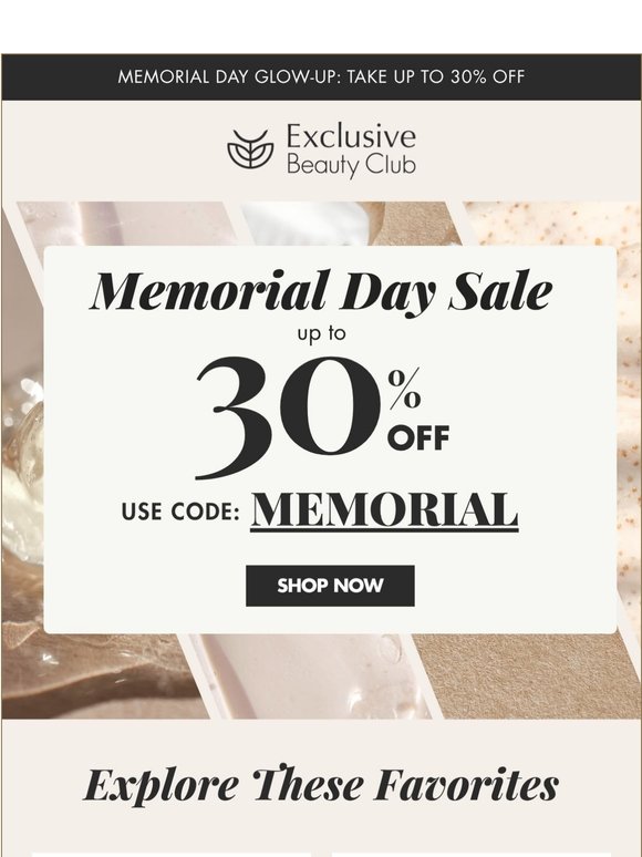Memorial Day Sale: Up to 30% Off