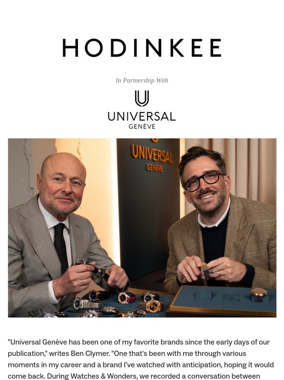 Video: Ben Clymer, Georges Kern Discuss Universal Genève’s Revival At Watches & Wonders